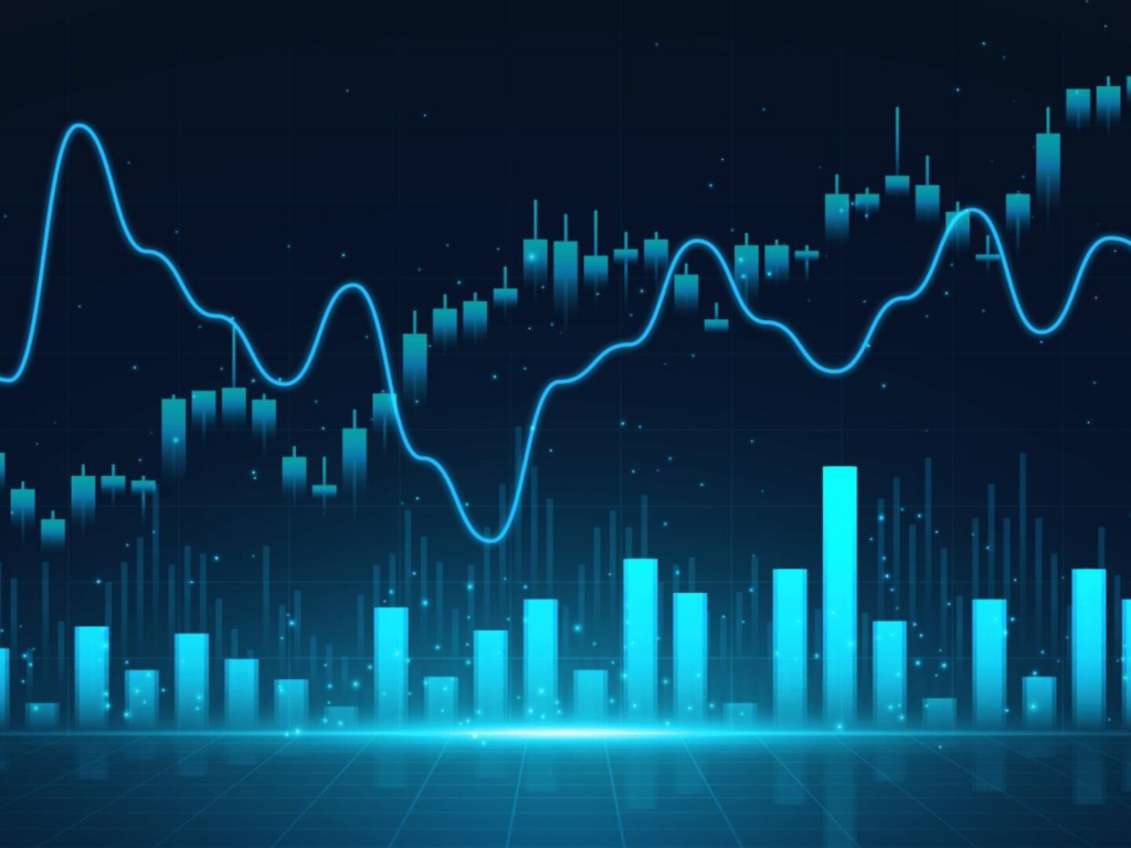 Image Illustrating Crypto Analysis - Price Charts, Volume Bars, Moving Averages, etc.
