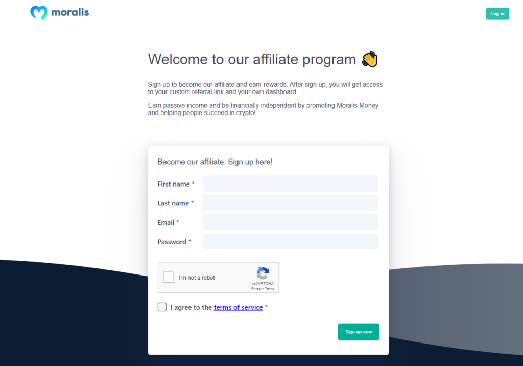 Landing Page Showing How to Join the Crypto Affiliate Program Offered By Moralis Money