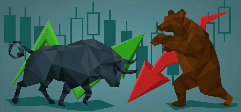 Image illustrating a bear vs bull dominating crypto prices