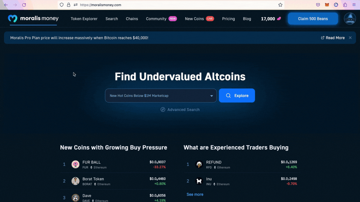 GIF demonstrating how to find undervalued crypto coins to buy now