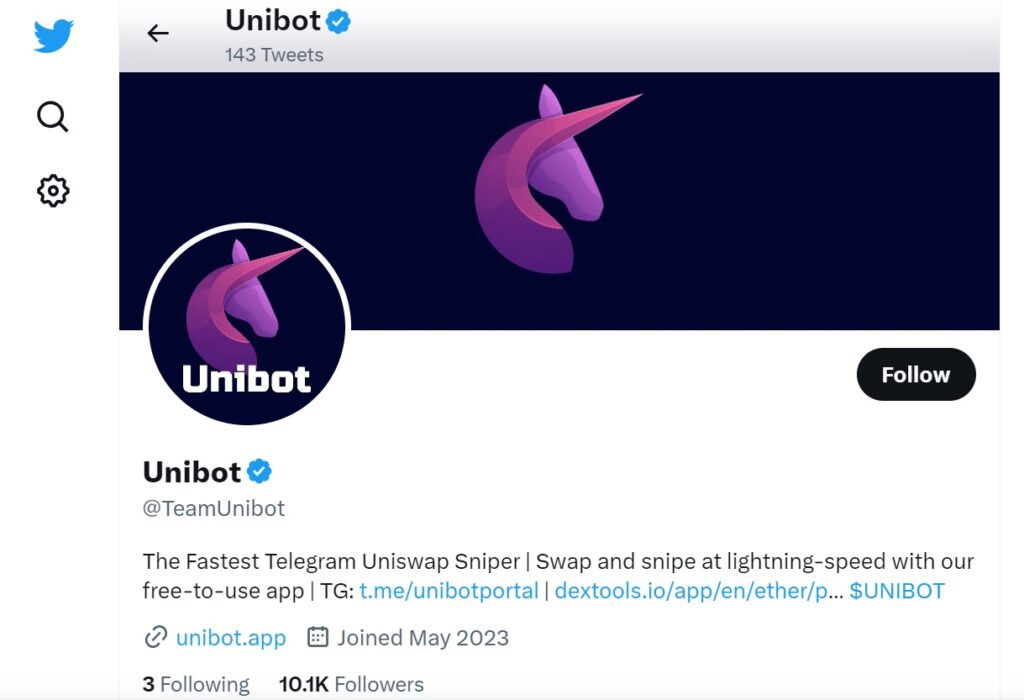 Unibut-token-crypto-Twitter-account