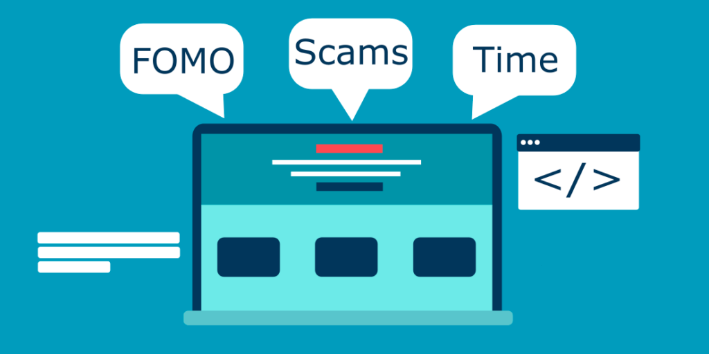 graphic illustration - fomo, scams, and lack of time