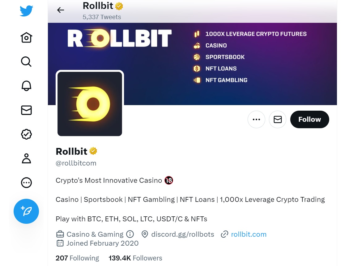 Exploring the Rollbit Coin Project and the RLB Token Price-Twitter-account