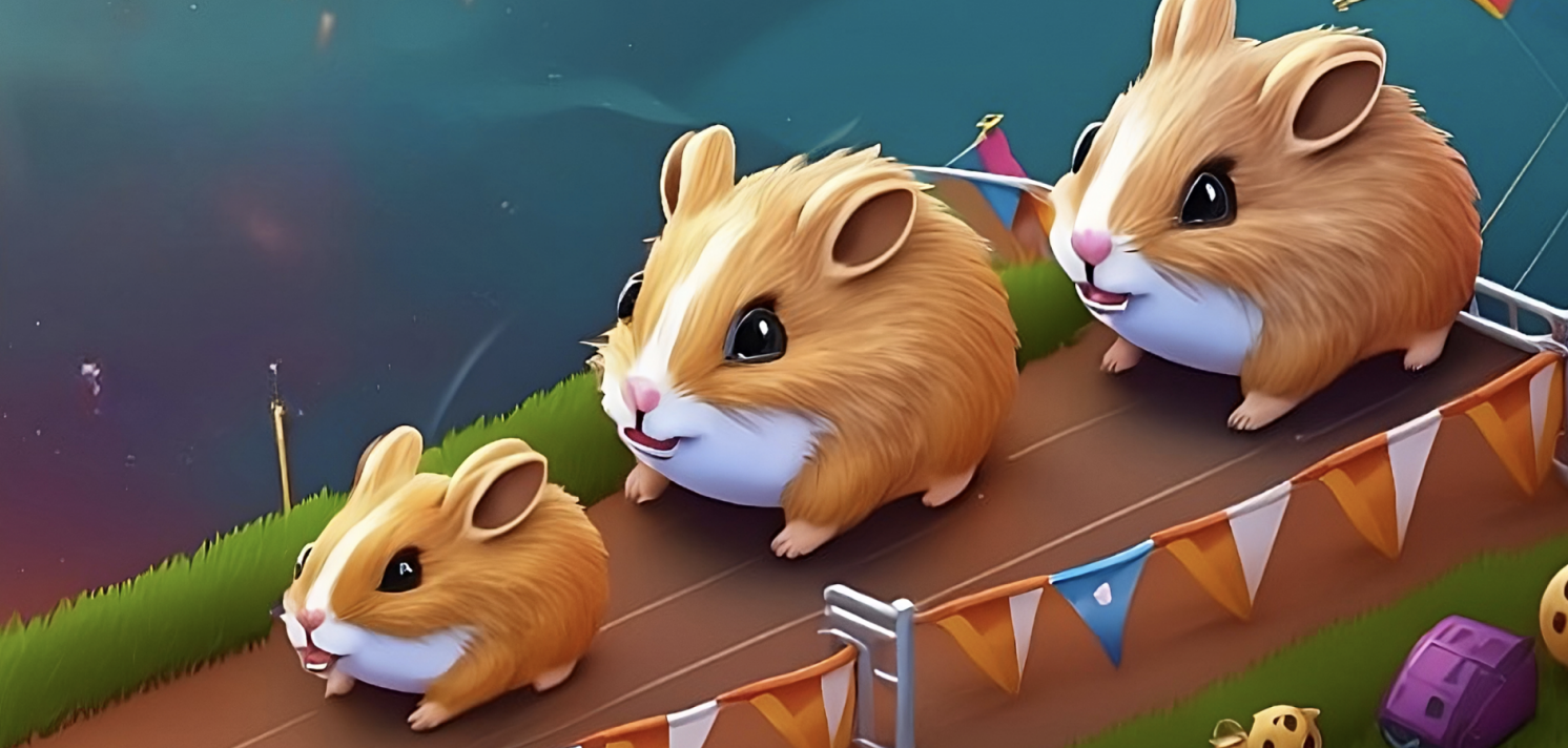 graphic art illustration of hamsters racing