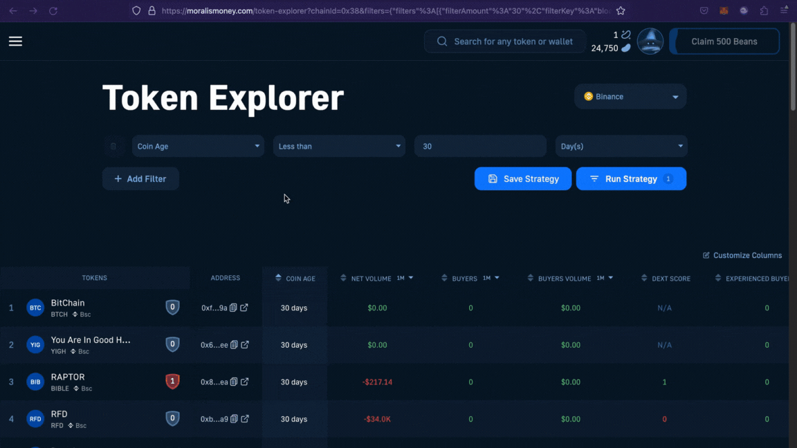 step 2 - adding net volume and security score metric when looking for coins pumping on Binance