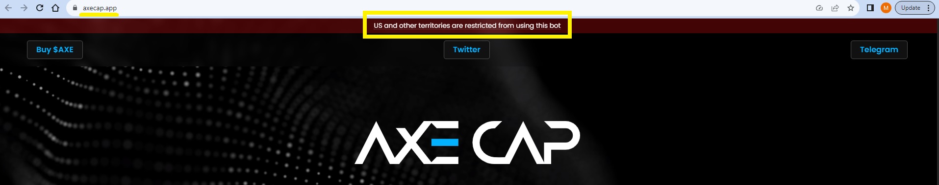 Axe Cap Crypto app website landing page