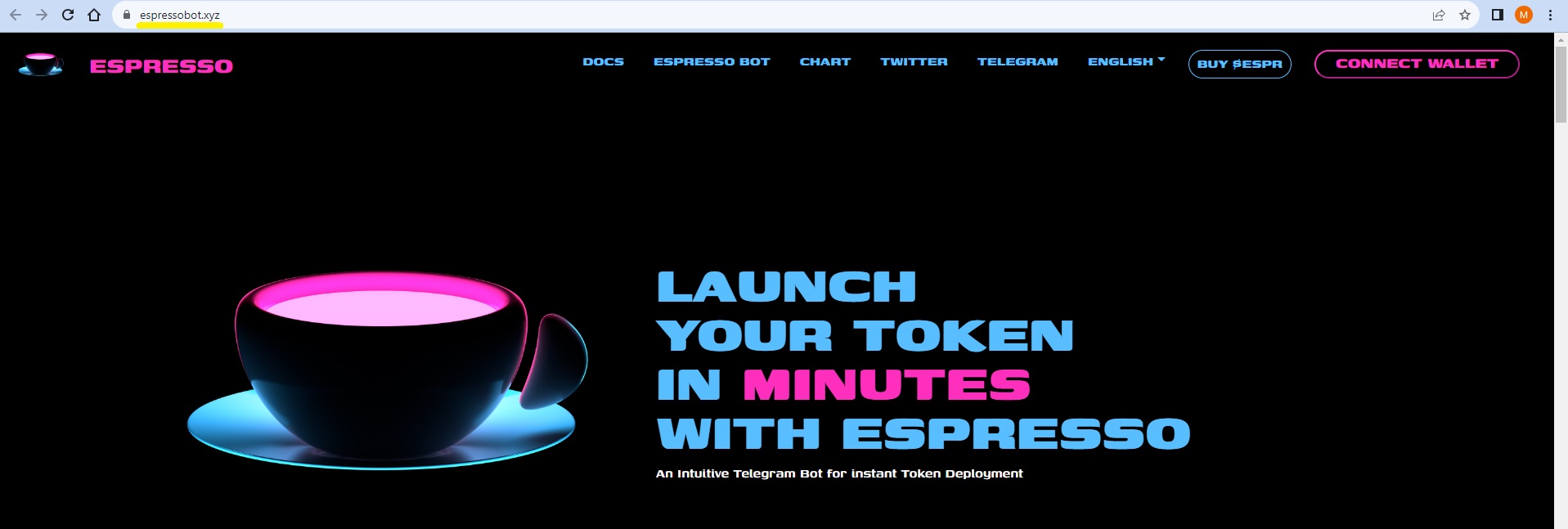 EspressoBot crypto project's official website
