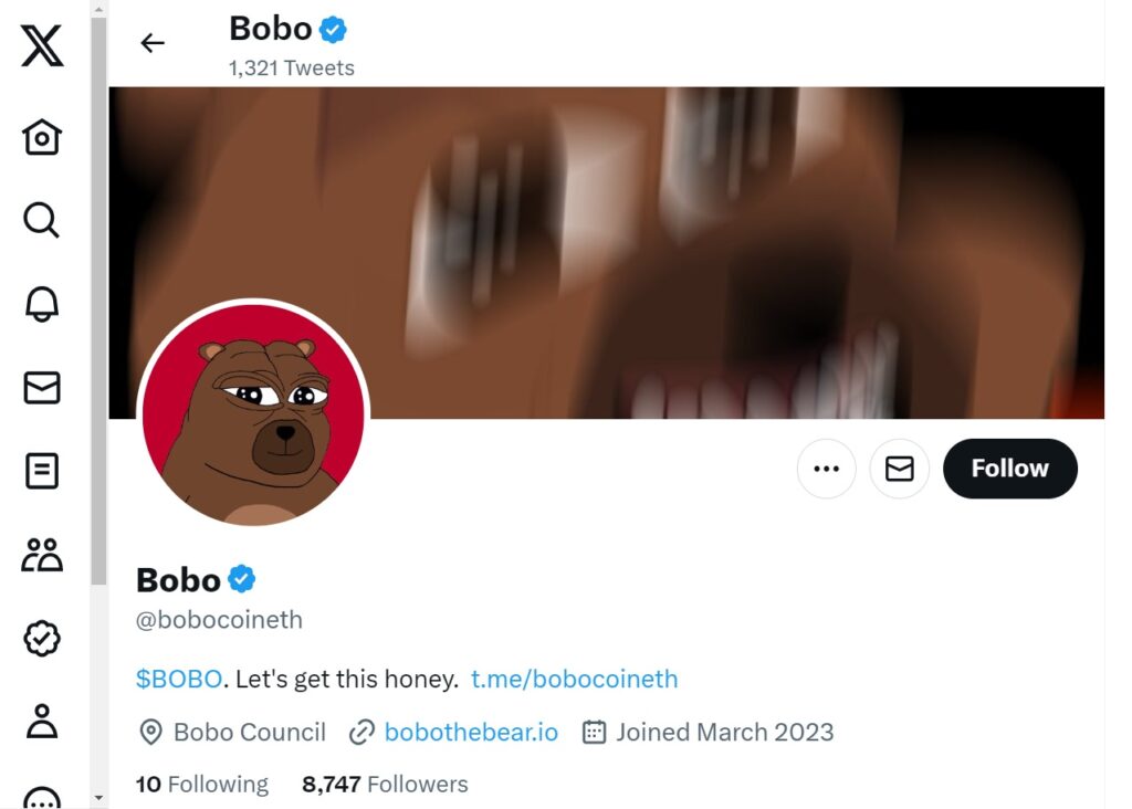 Explore Bobo the Bear and Analyze the BOBO Coin Price-Twitter-account