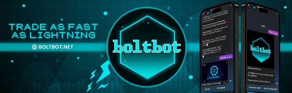 The BoltBot crypto project and its app marketing campaign material