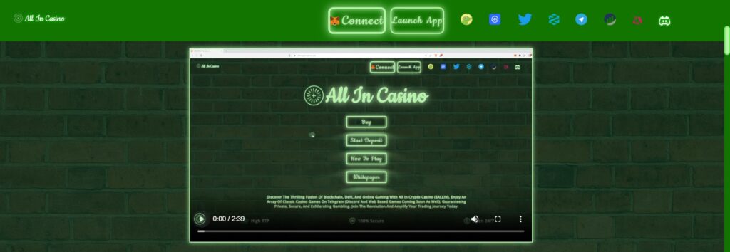Website page explaining how to play games using ALLIN coin from All In Casino