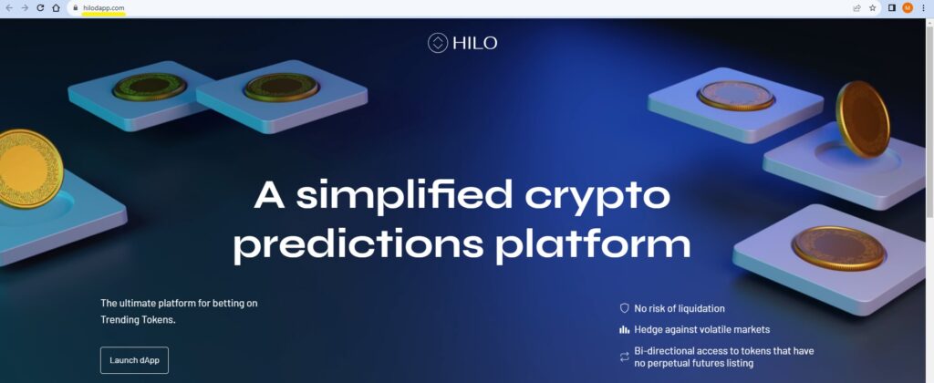 official website landing page of the Hilo crypto project