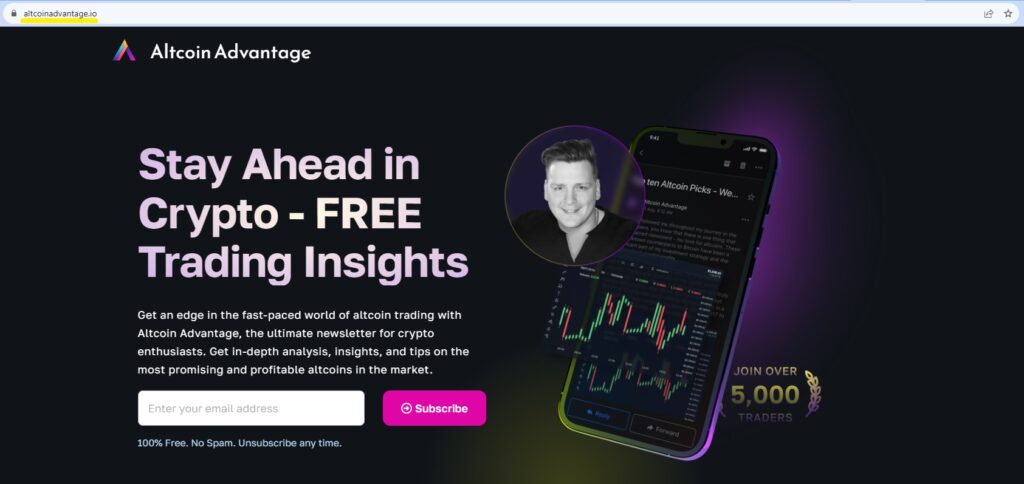 Marketing Sign Up Banner: Sign Up with Altcoin Advantage and receive news about crypto gambling coins