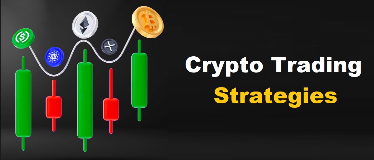 candlestick trading chart with the title Crypto Trading Strategies