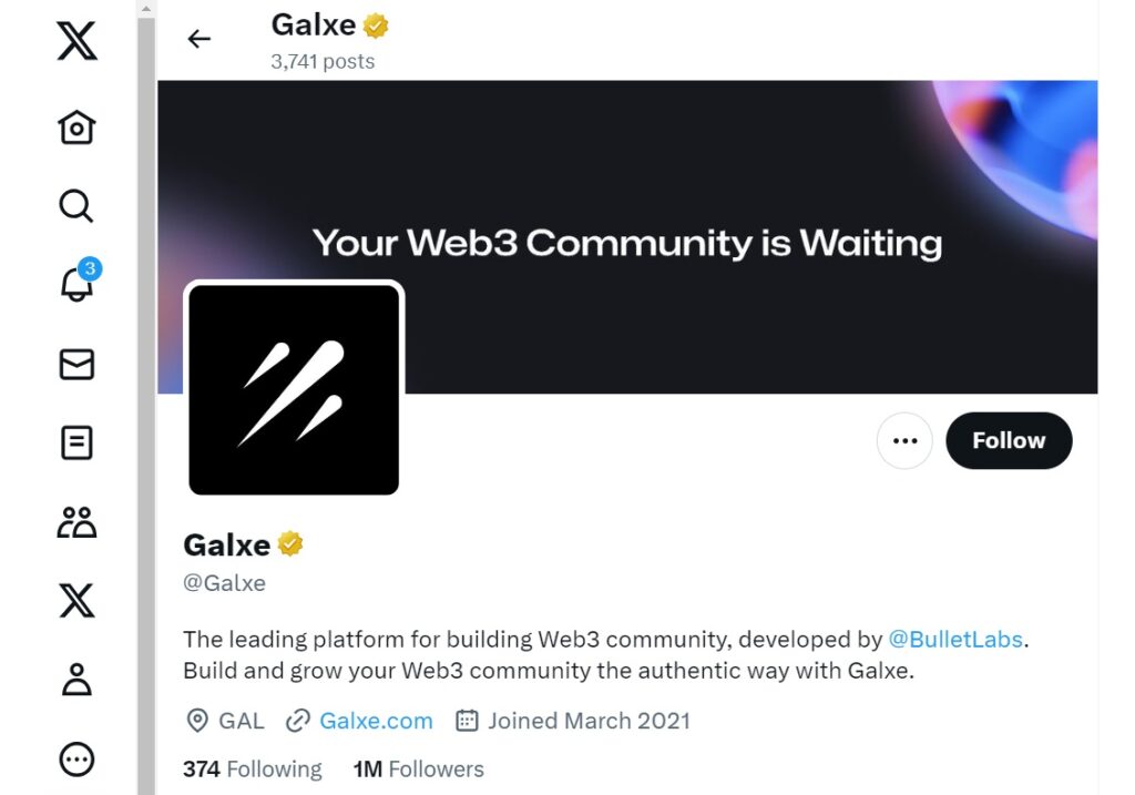 Galxe Official X Account Page