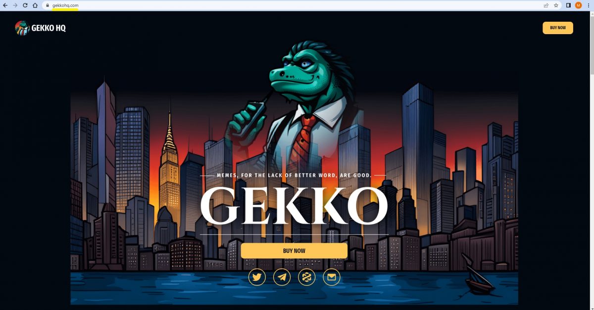 Official website landing page of the Gekko HQ crypto