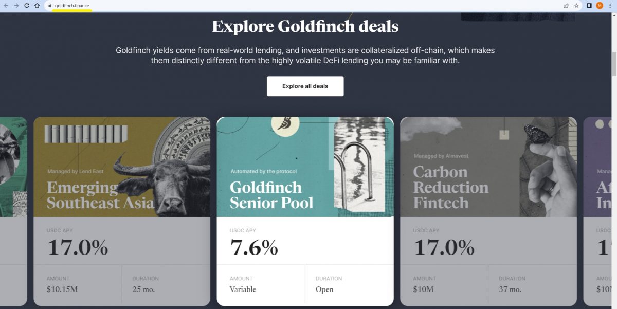 Explore Goldfinch Crypto Loans
