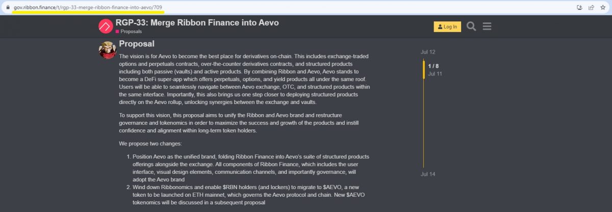 Exploring Ribbon Finance Project Review and RBN Crypto Analysis - $RBN-to-$AEVO-proposal