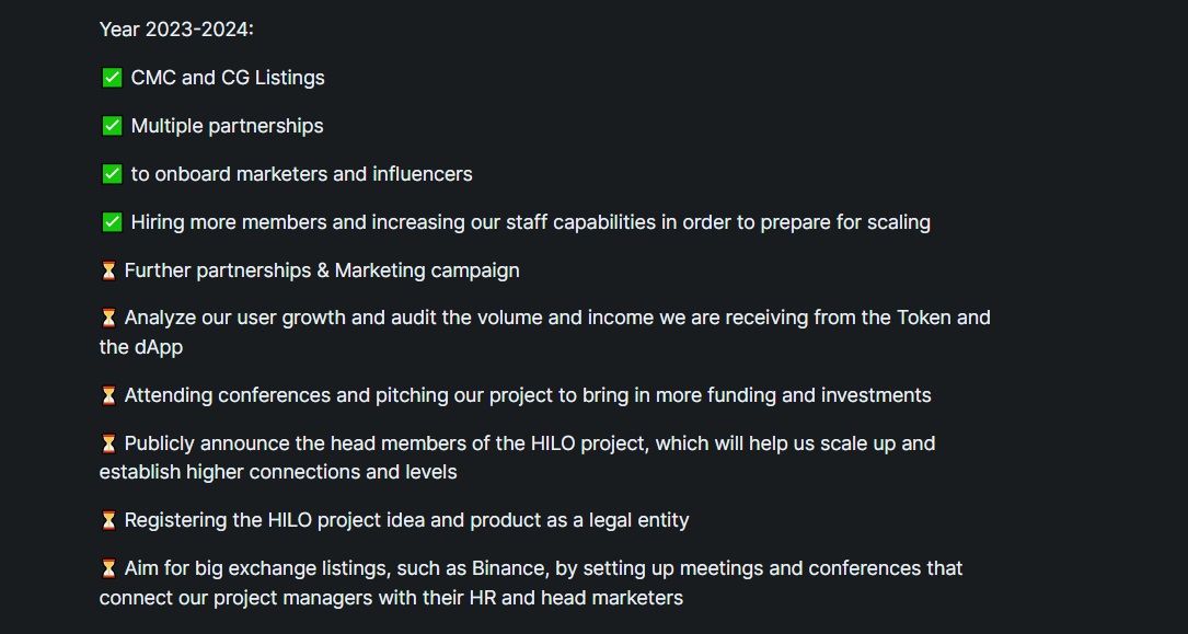 Hilo crypto project roadmap outlined