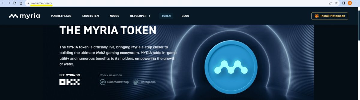 Myria Project Landing Page - Official Website