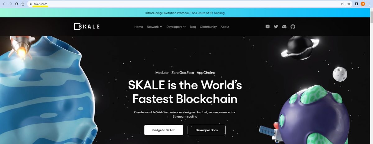 SKALE Network official website landing page