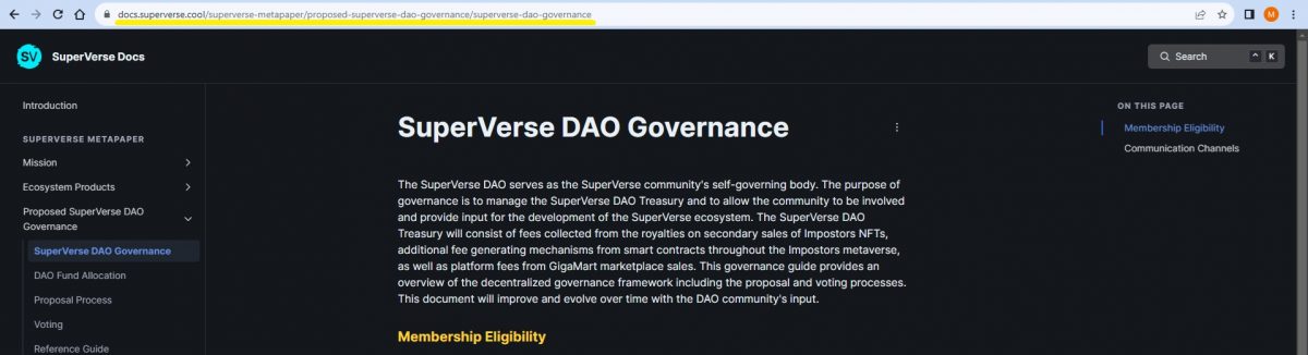 SuperVerse DAO Governance Official Whitepaper Docs