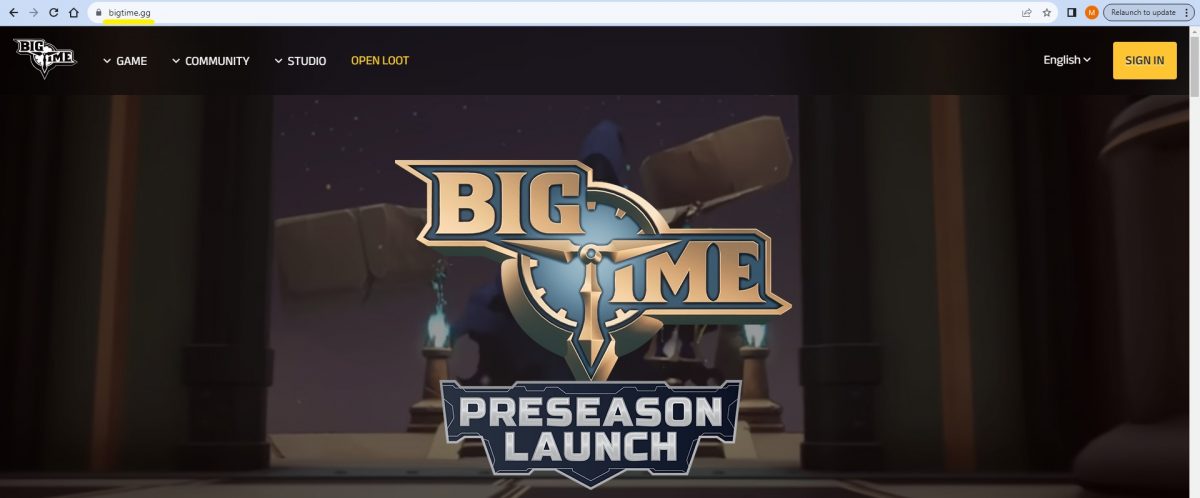 Big Time Game Website Landing Page