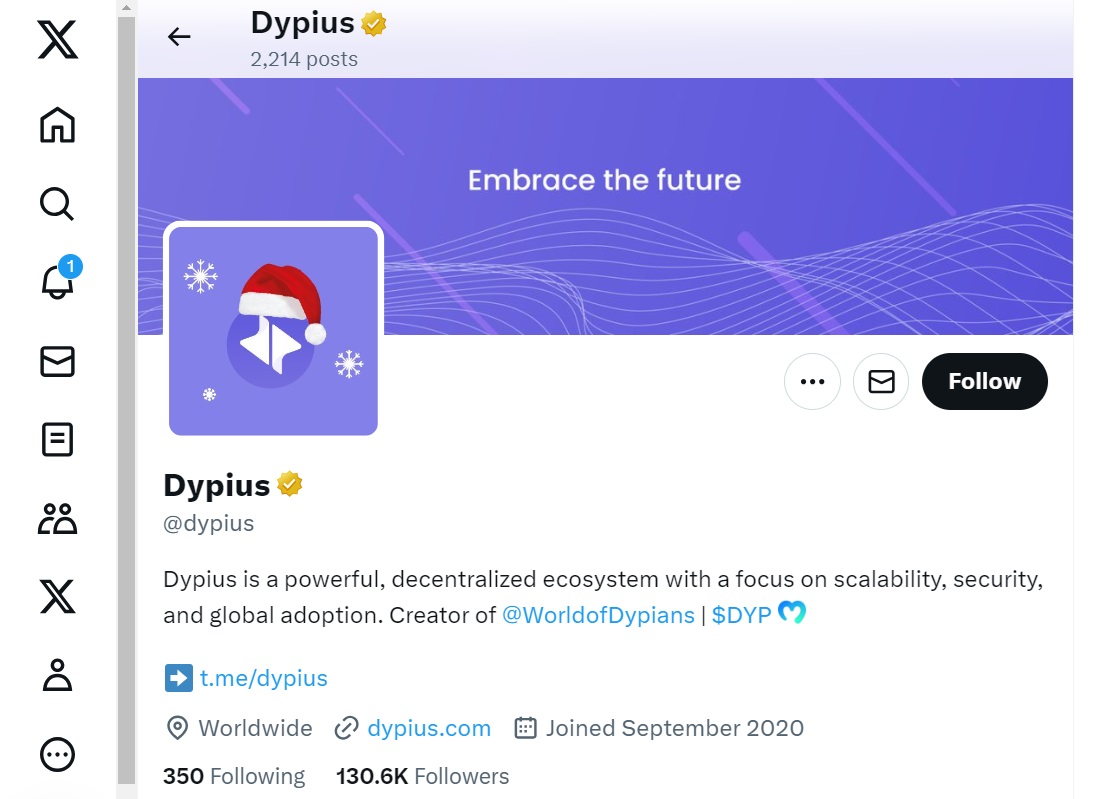 Should You Buy the Dypius Crypto DYP Token Charts & Price Prediction-project's Twitter account
