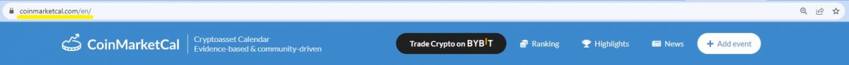CoinMarketCal website for crypto analysis