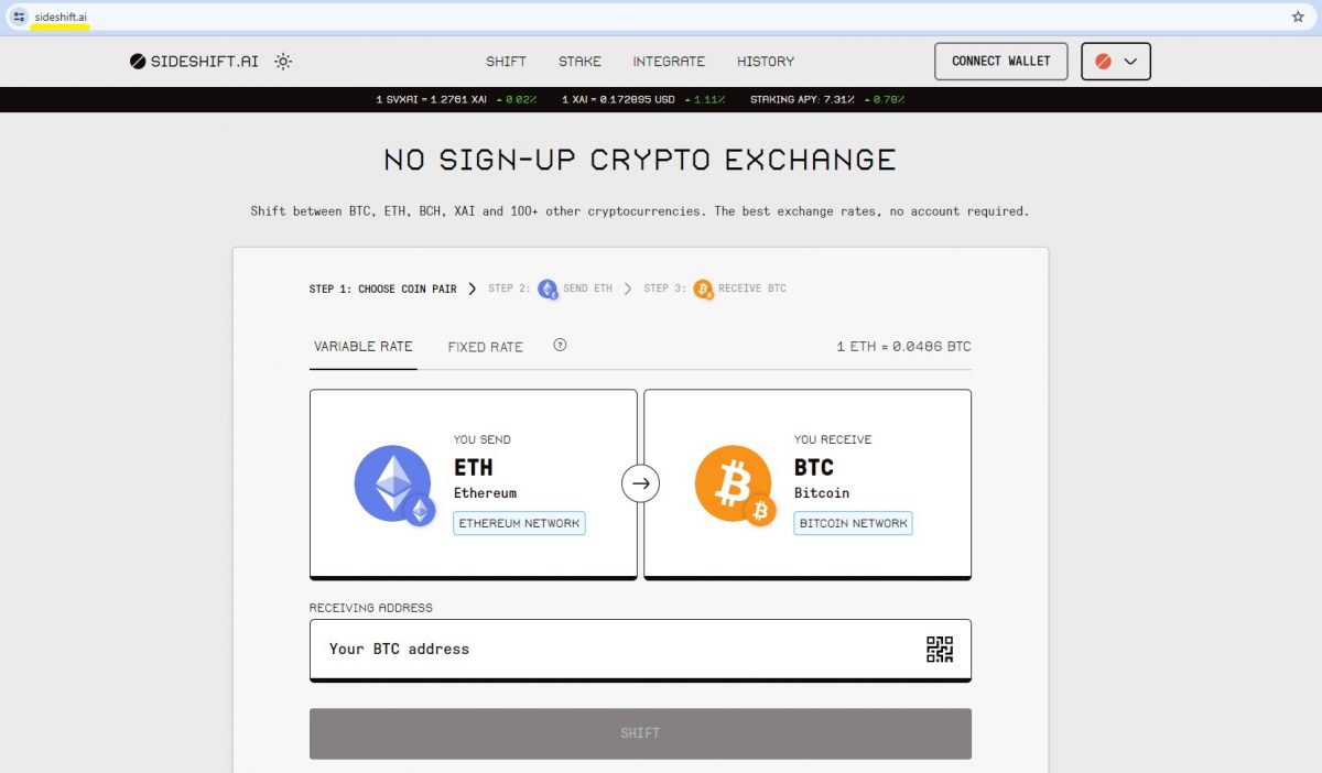 Exploring XAI Crypto - SideShift Token Price Charts & On-Chain Data - project's official website