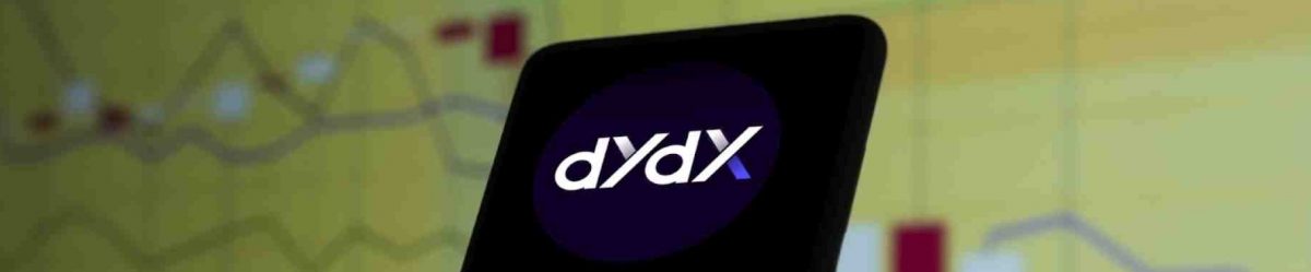 dYdX logo on a phone